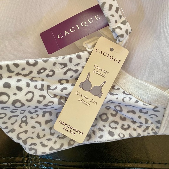 CACIQUE Smooth Boost Plunge Bra White and Gray Size 38DD NWT - Picture 3 of 4